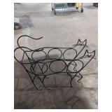 Metal Cat Wine Holder and Small Metal Basket