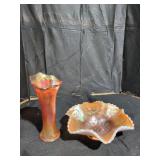 Marigold Glass Vase and Dish