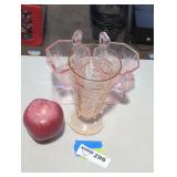 Vintage pink depression glass lot.
