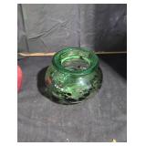 Hand blown green glass vase.