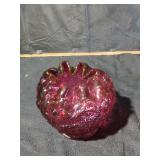 Vintage Fenton Cranberry Poppy Flower Rose Bowl