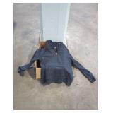 Large female Carhartt hoodie and wooden bowl and