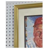 Framed Richie Ashburn painting 16in W by 20in H.