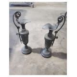 Pair of cast metal or spelter ewer pitchers.