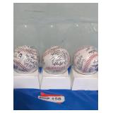 Trio of signed MLB baseballs lot.