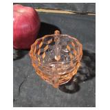 Vintage pink cut edge glass cups.