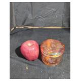 Carnival glass jar with lid.