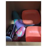 Plastic Cups and Bowls with 2 Bottles