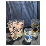 Glass Looney Toons Cup Lot - Qty 5