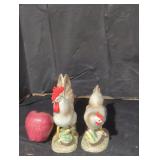 Rooster and Hen figurines lot.