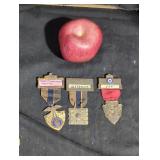 Trio of  vintage military medals.