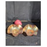 Carnival glass bowls.