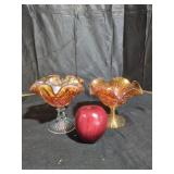 Marigold Glass Compotes - Qty 2