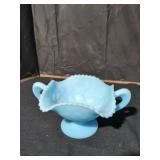 Vintage Fenton Blue Satin Glass Comport
