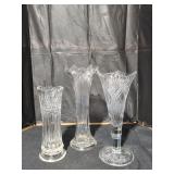 Clear Glass Vase Lot - Qty 3