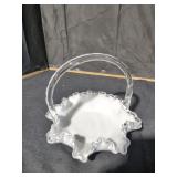 Vintage Fenton Silver Crest Milk Glass Basket