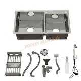 32 in. Double Bowl Sink with Faucet