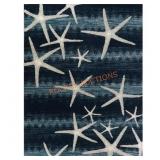 Martin Dark Blue 7x9 Coastal Starfish Rug