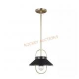 Dormer 1-Light Matte Black Pendant with Brass
