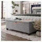 Cole Linen Light Gray 48in Upholstered Bench