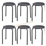 Black Backless Metal Stackable Bar Stools (6)