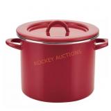12 qt Steel Stock Pot in Red Shimmer with Lid