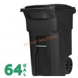 64 Gallon Black Rolling Trash Can with Wheels