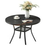 VICLLAX Round Patio Dining Table 42" Black