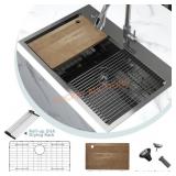 33 in. Drop-In Sink, 16G, Gunmetal Black