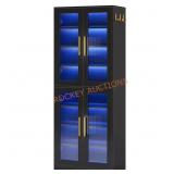 Black Tall Shoe Cabinet: 8-Tier with Doors