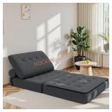 41.34 in. Folding Gray Corduroy Twin Sofa Bed