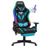 Faux Leather Massage Gaming Chair - Blue