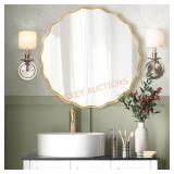 Gold Round Aluminum Wall Mirror, 31.5" square