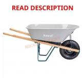 (Damaged Wood Handle) 6 cu ft Steel Wheelbarrow w