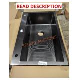 (Bent Left Corner) Black Stainless Steel Sink 28"