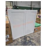 White 2 Door Cabinet, 36 1/2"h x 35 1/2"w x 12"d
