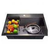 Matte Black 25x22 Sink with Accessories