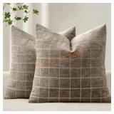 MIULEE Chenille Check Pillow Covers 26x26 (2)