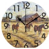 10 Inch Round Clock, Horse Design