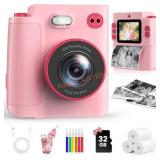 Kids Camera Toy 1080P 32GB SD Card Pink