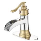 Brushed Gold Single Handle Bath Faucet + Drain