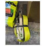heavy-duty yellow ratchet tie-down strap