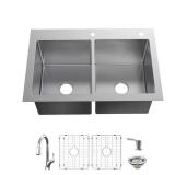 Dolancourt 33" Drop-In 50/50 Sink with Faucet