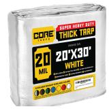 Core Tarps 20x30 White Waterproof Tarp