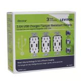 Leviton Decora 15A 125V Duplex USB Charger 3pk