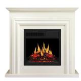 36 in. Wood Electric Fireplace, White