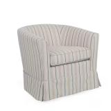 (2) Gloster White/Blue Stripe Swivel Club Chair