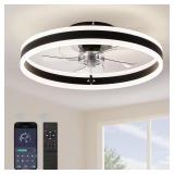 20 in. LED Black Low-Profile Ceiling Fan