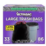 33 Gal Black Drawstring Trash Bags 86-Count