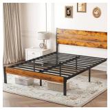 Rust Brown Queen Wood Bed Frame